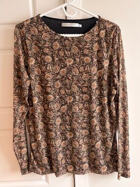 Simons Brown Floral Long Sleeve Tee